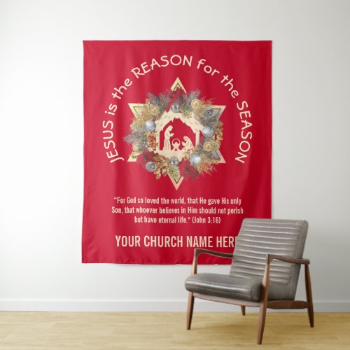 Custom JESUS IS THE REASON Christmas Tapestry