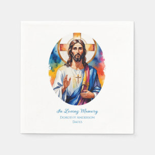 Custom Jesus Memorial Paper Plates Napkins