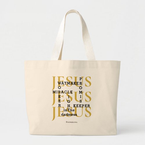 Custom JESUS Waymaker Christian Large Tote Bag