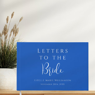 Custom Jewel Sapphire Blue Letters to the Bride Foil Guest Book
