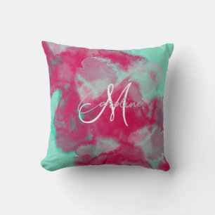 Custom Jewel tone Abstract  Monogram Name  Throw P Pillow