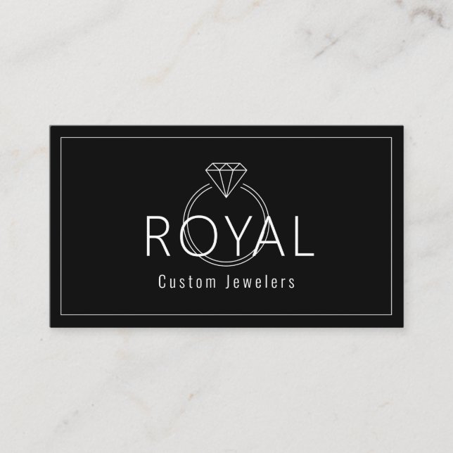 Custom Jewelers, Jewelry repair, Shop, Diamond Business Card (Front)