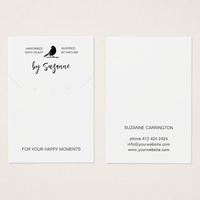 Custom Jewelry Earring Display Card Template (Front & Back)