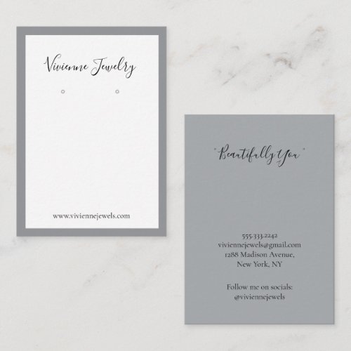 Custom Jewelry Earrings Ash Grey Display Card