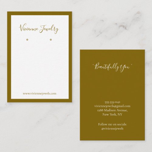 Custom Jewelry Earrings Brown Display Card
