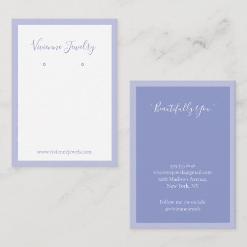 Custom Jewelry Earrings Powder Blue Display Card