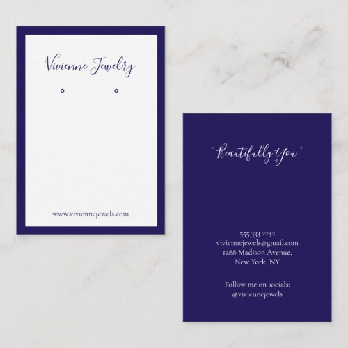 Custom Jewelry Earrings Royal Blue Display Card