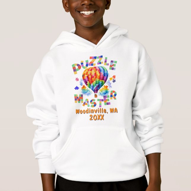 Custom Jigsaw Puzzle Master Location Date Name Hoodie (Front)