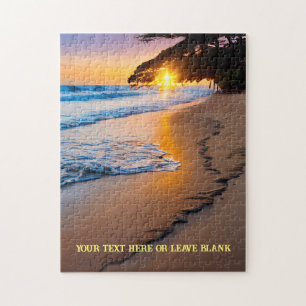Custom Jigsaw Puzzle Watercolor Beach Sunset