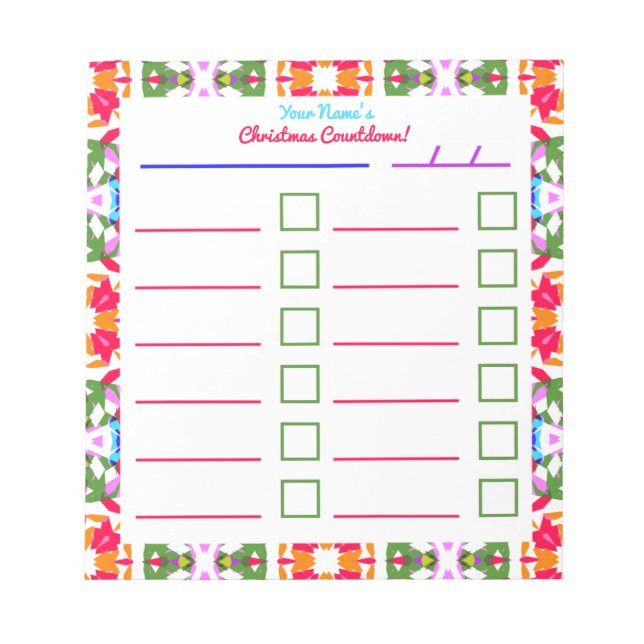 Custom Jolly Bright Christmas Planner Checklist Notepad (Front)