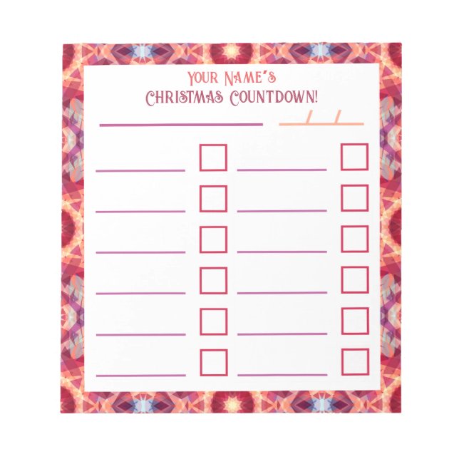 Custom Jolly Bright Christmas Planner Checklist Notepad (Front)