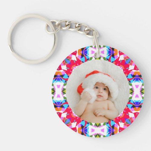 Custom Jolly Colorful Modern Merry Christmas  Keychain