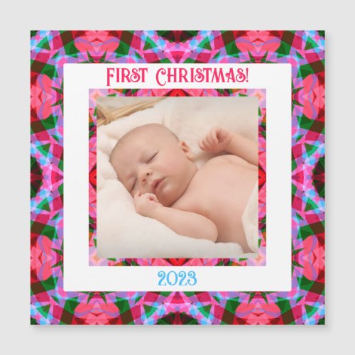 Custom Jolly Festive Christmas Photo Magnet Card