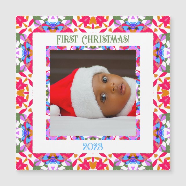 Custom Jolly Festive Christmas Photo Magnetic Gift (Front)