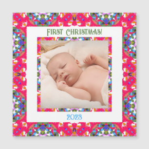 Custom Jolly First Christmas Magnetic Photo Frame