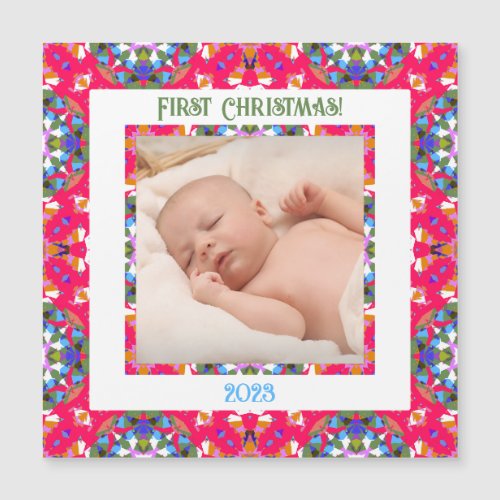 Custom Jolly First Christmas Magnetic Photo Frame