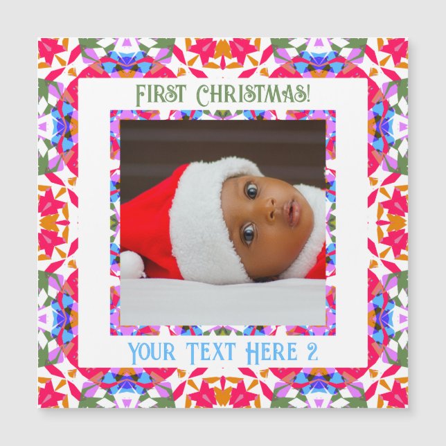 Custom Jolly First Christmas Photo Magnetic Gift (Front)