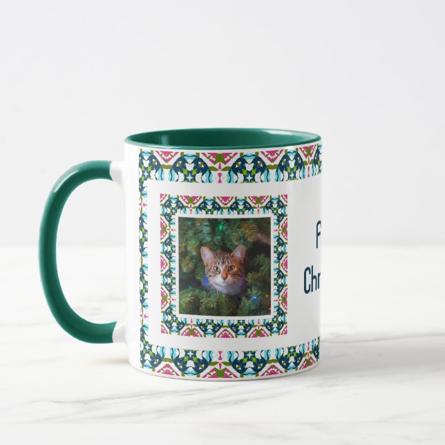 Custom Jolly Furry Christmas Photo Collage Pet Tea Mug (Left)