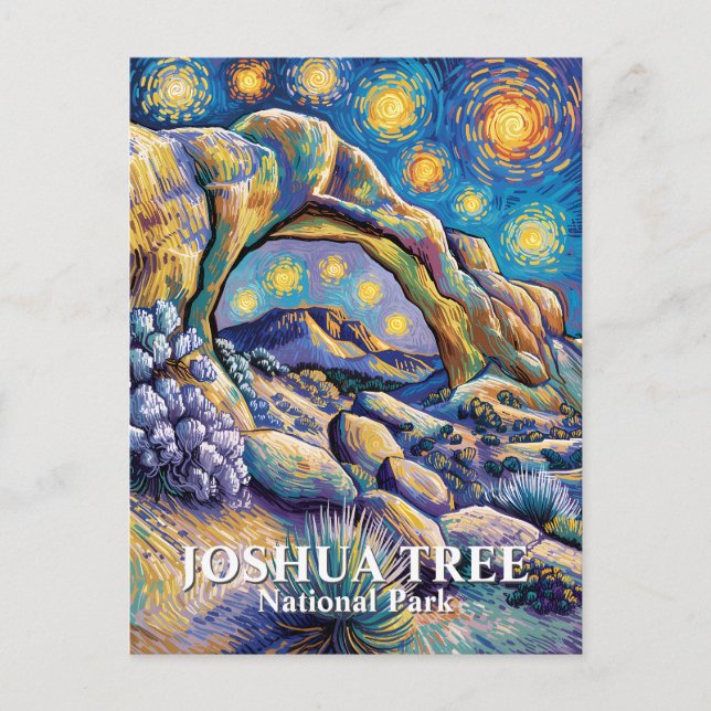 Custom Joshua Tree Arch Rock Starry Night Colorful Postcard (Front)