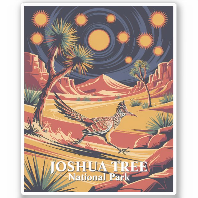 Custom Joshua Tree Funny Roadrunner Vintage Bird Sticker (Front)