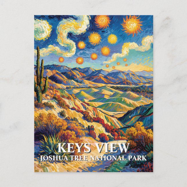 Custom Joshua Tree Keys View Van Gogh Landscape Postcard (Front)