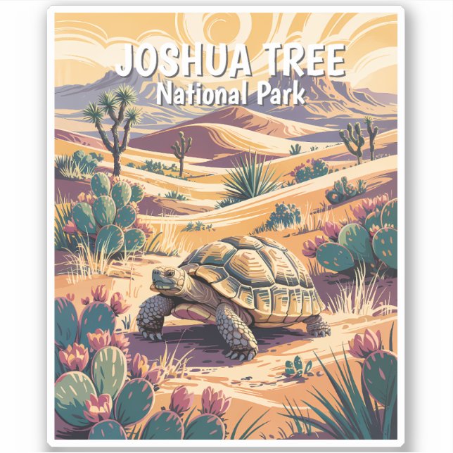 Custom Joshua Tree Tortoise Retro Desert Landscape Sticker (Front)