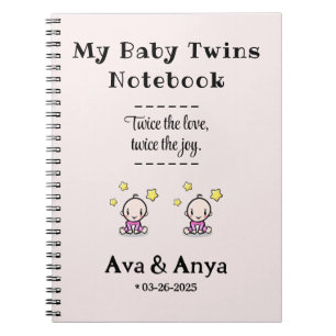 Custom Journal, Personalized Baby Girl Twins,    Notebook