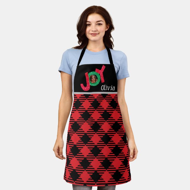 Custom Joy Chef Personalized Christmas Photo Apron (Worn)