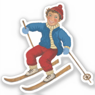 Custom Joyful Skier Sticker