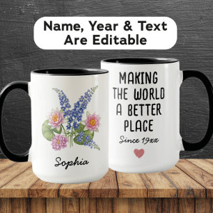 Custom July Birth Flower - Personalized Name Mug