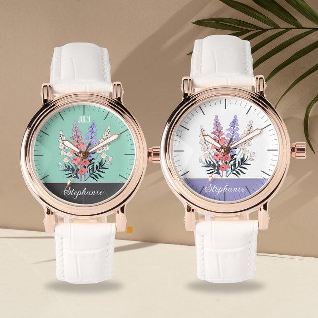 Custom July Birth Flower Women’s  Watch (Creator Uploaded)