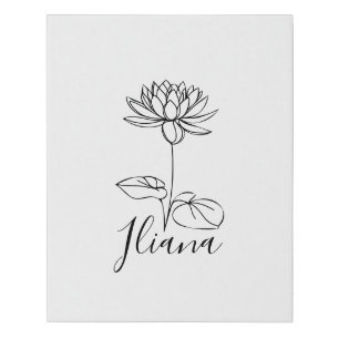 Custom July Water Lily Birth Flower Gift for Birth Faux Canvas Print