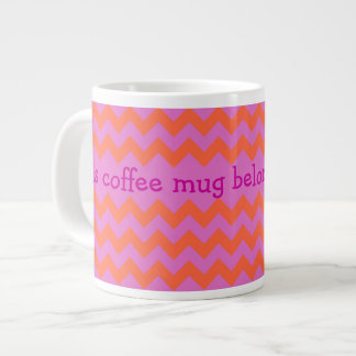 Custom Jumbo Coffee Mug, Magenta, Orange Chevrons Large Coffee Mug