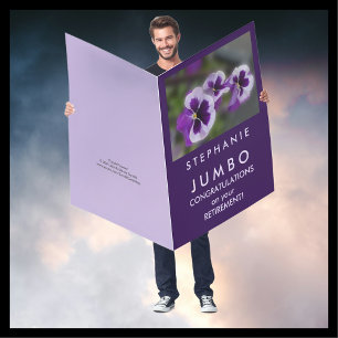 Custom JUMBO HUGE Purple Flowers, Name Retirement  Card