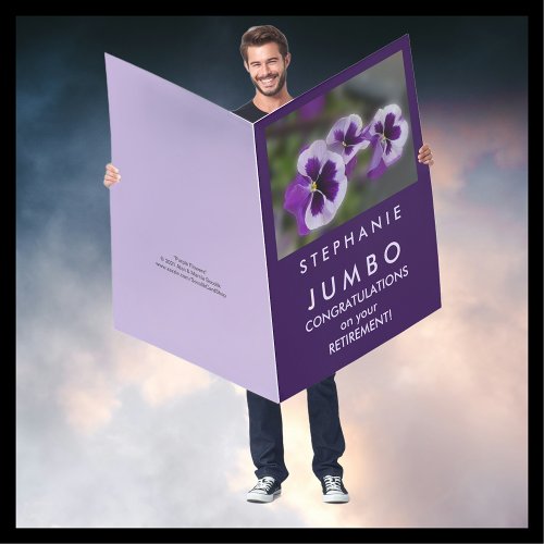 Custom JUMBO HUGE Purple Flowers Name Retirement  Card
