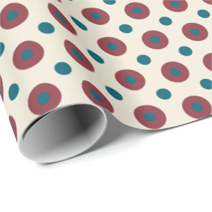 Custom Jumbo Red Blue Polka Dots on White Giftwrap Wrapping Paper