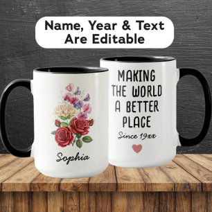 Custom June Birth Flower - Personalized Name Mug