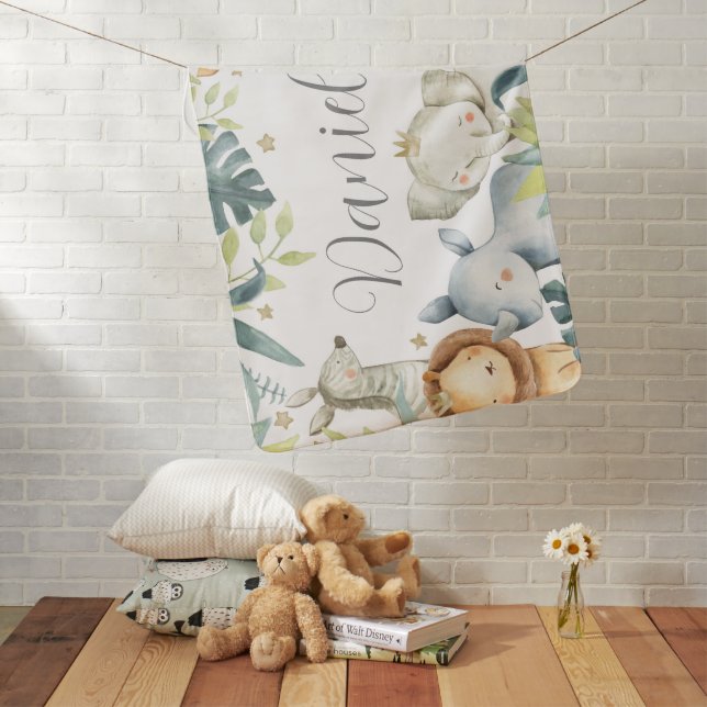 Custom Jungle Animal Baby Blanket (In Situ)
