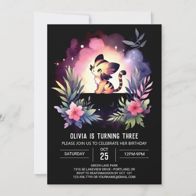 Custom Jungle Tiger Birthday Invitation (Front)