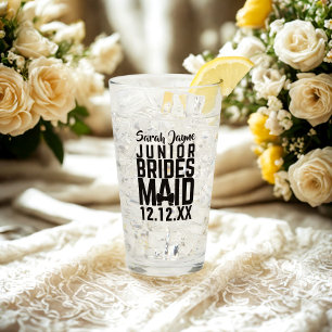 Custom Junior Bridesmaid Name Keepsake Glass