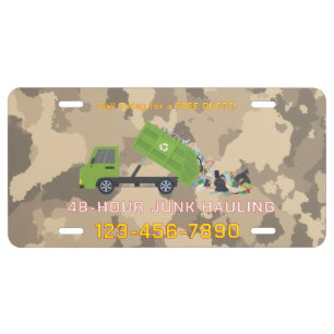 Custom Junk Removal Business Truck Promo Design License Plate