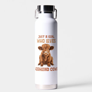 Custom Just a girl who loves Highland Cows Water Bottle