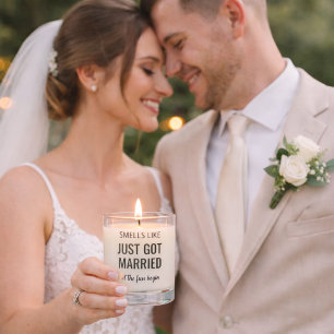 Custom “Just Got Married” Wedding Candle Gift