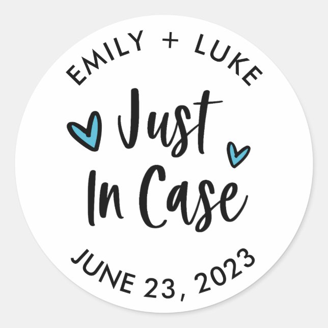 Custom Just in Case Wedding Recovery Kit  Classic Round Sticker (Front)