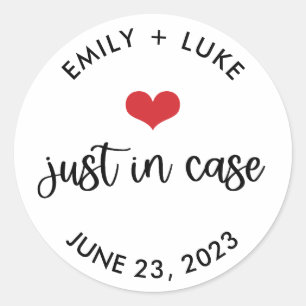 Custom Just in Case Wedding Recovery Kit Classic Round Sticker