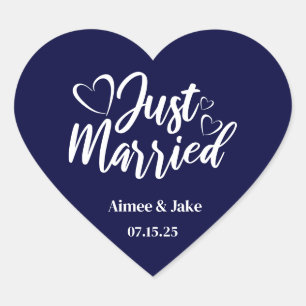 Custom Just Married Heart Stickers