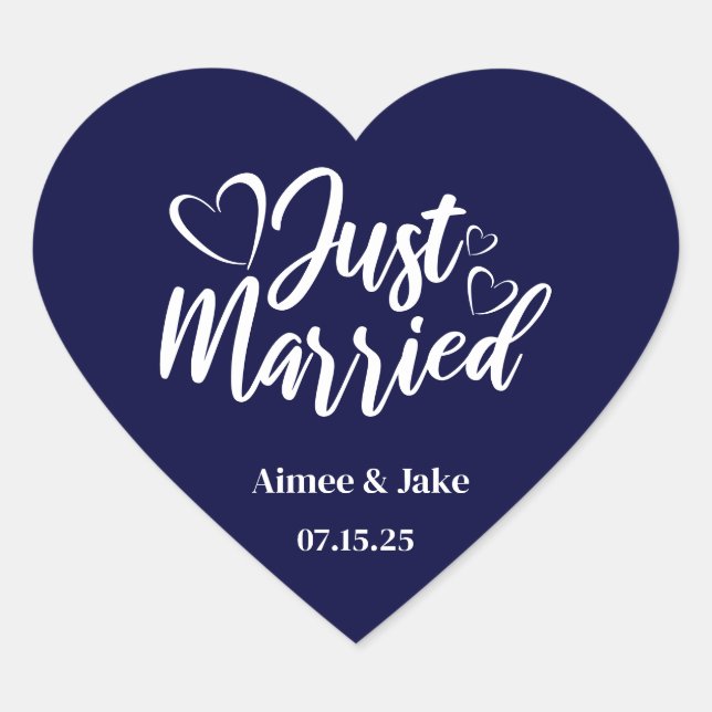 Custom Just Married Heart Stickers (Front)