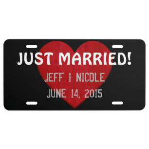 Custom Just Married License Plate Wedding Gift