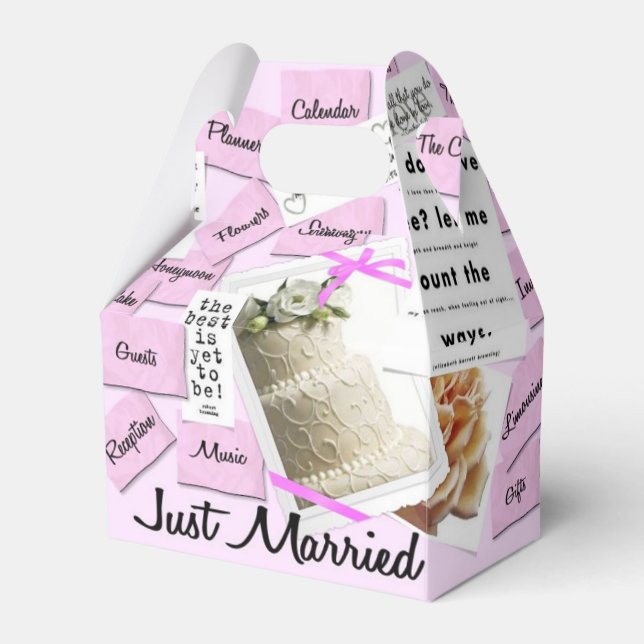 Custom Just Married Wedding Favor Boxes (Front Side)