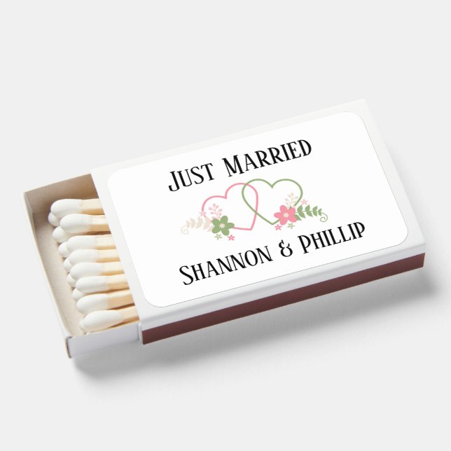 Custom Just Married with Bride & Groom Names    Matchboxes (Front Open)